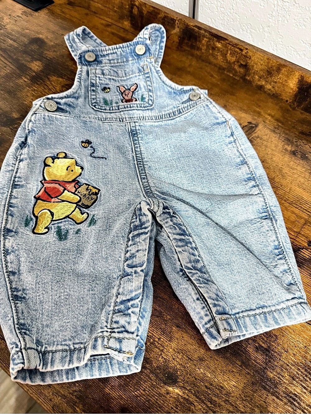 Gap Baby Blue Denim Pooh Overalls